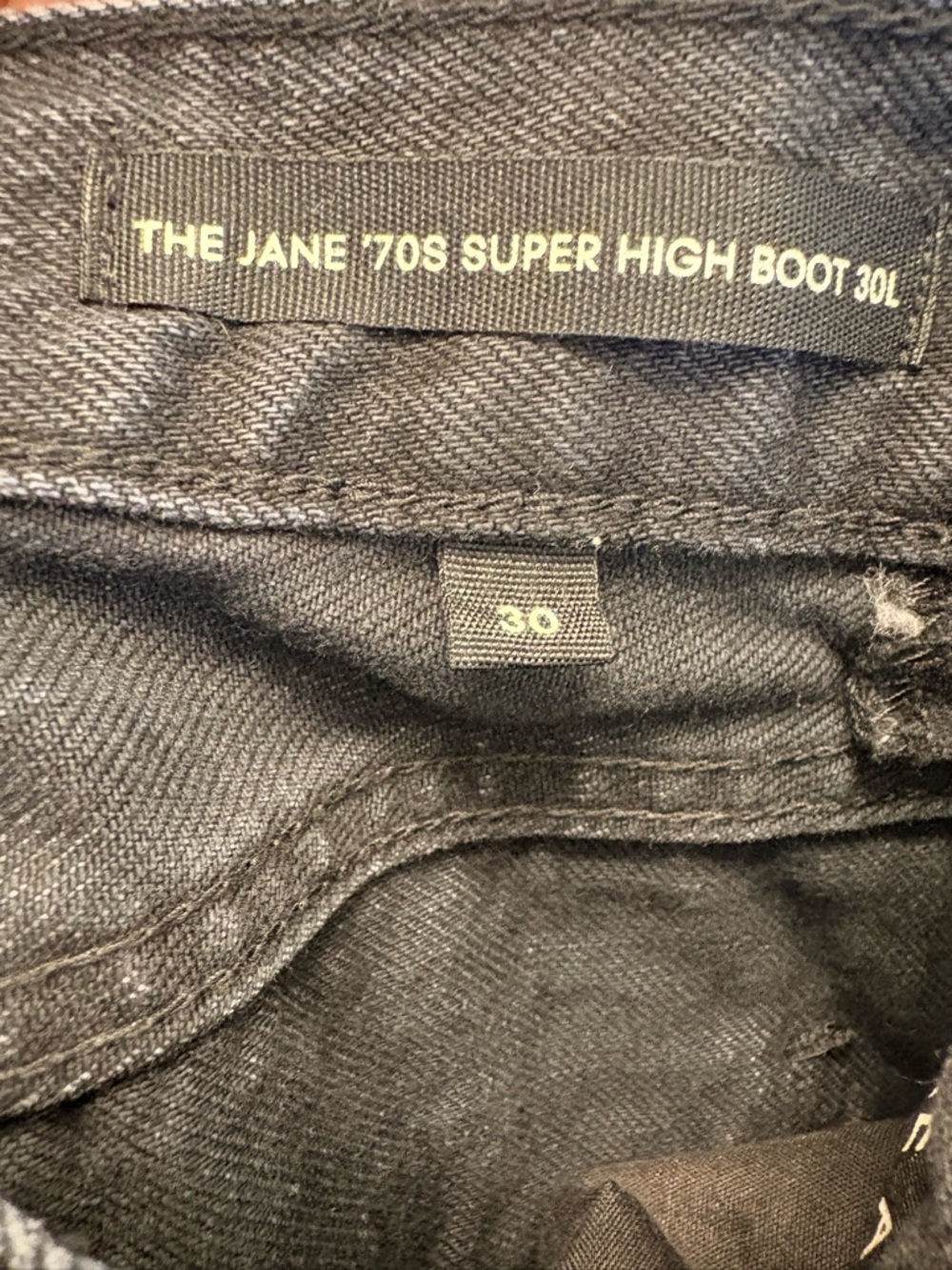 Aritzia Denim Forum Black THE JANE 70s Super High Bootcut Premium Denim 30L - Picture 6 of 7